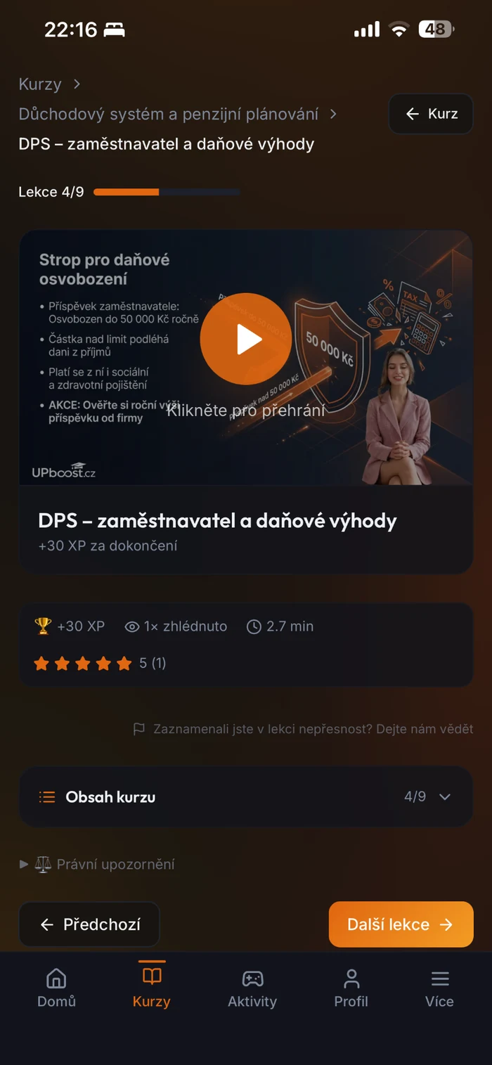 Video lekce v aplikaci UPboost